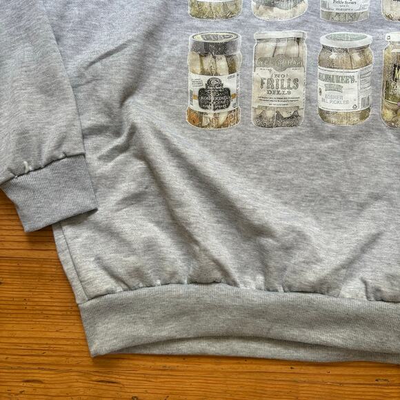 Shein light gray pickle jars graphic crew womens sweatshirt SIZE L - Picture 3 of 5